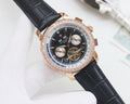 PATEK PHILIPPE Rose Gold Black Dial Leather Strap Watch — hero