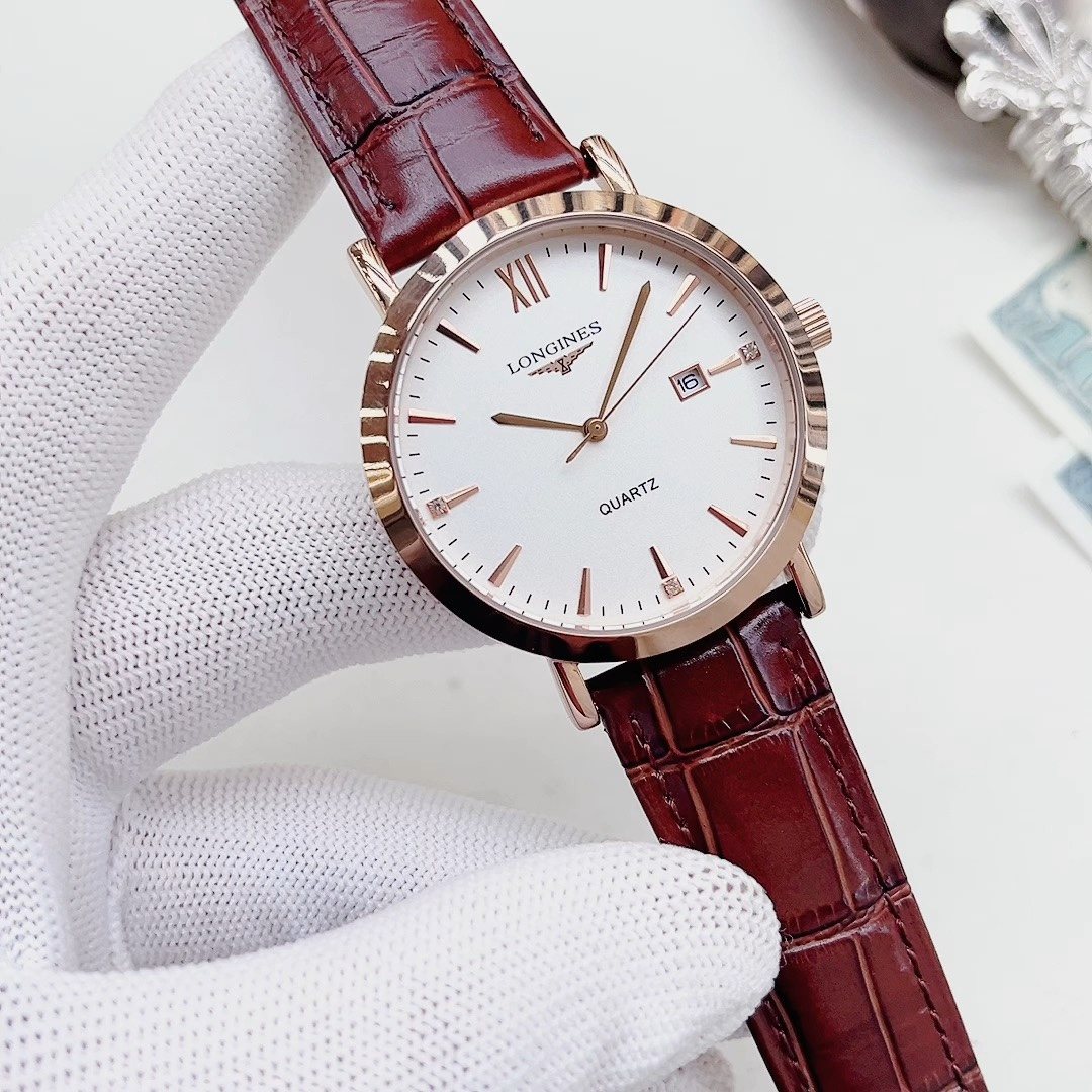Longines Rose Gold-Tone Burgundy Strap Watch — hero