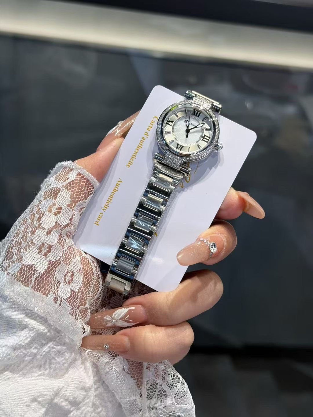 Chopard White Dial Crystal-Set Watch — front