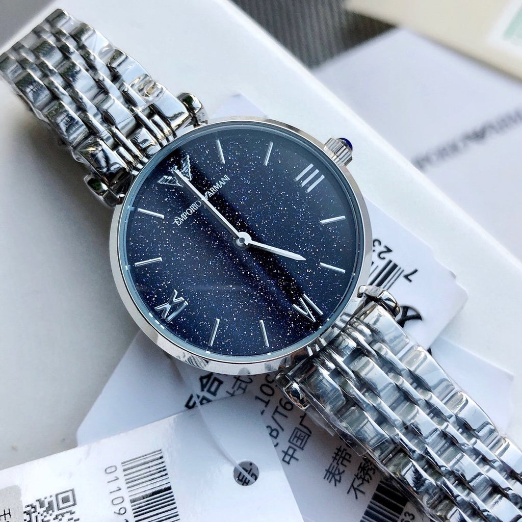 Emporio Armani Navy Dial Two-Tone Bracelet Watch — detail