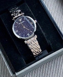 Emporio Armani Navy Dial Two-Tone Bracelet Watch — front
