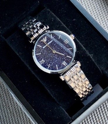 Emporio Armani Navy Dial Two-Tone Bracelet Watch — front