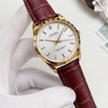 Rolex White Dial Brown Strap Watch — hero