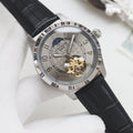 Patek Philippe Black Silver Dial Leather Strap Watch — hero