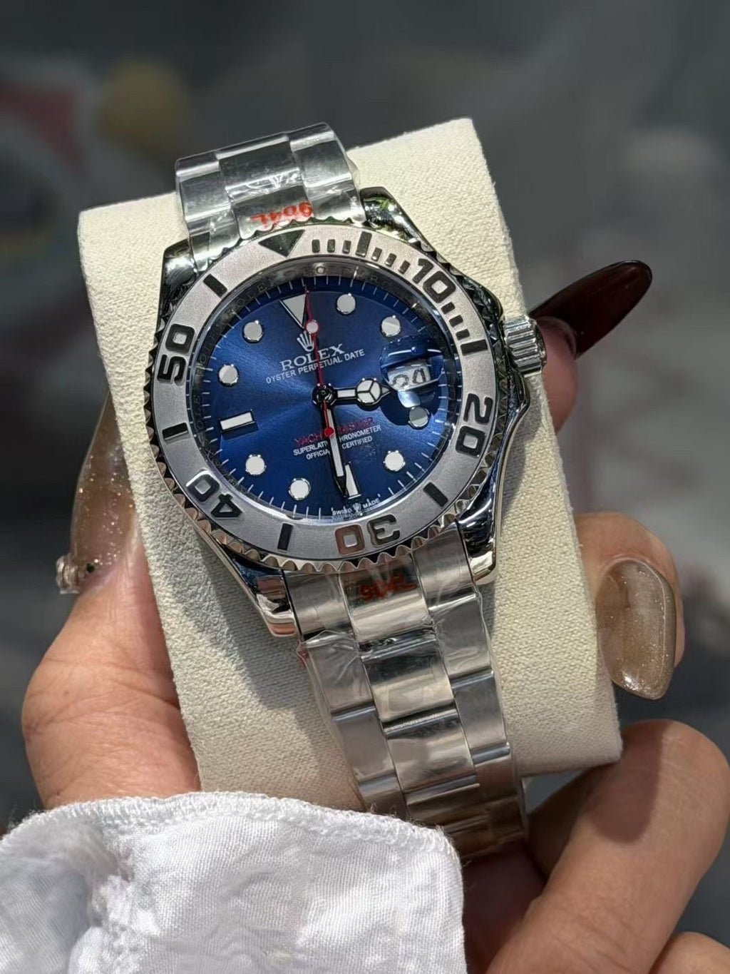 Rolex Blue Dial Metal Bracelet Watch — hero
