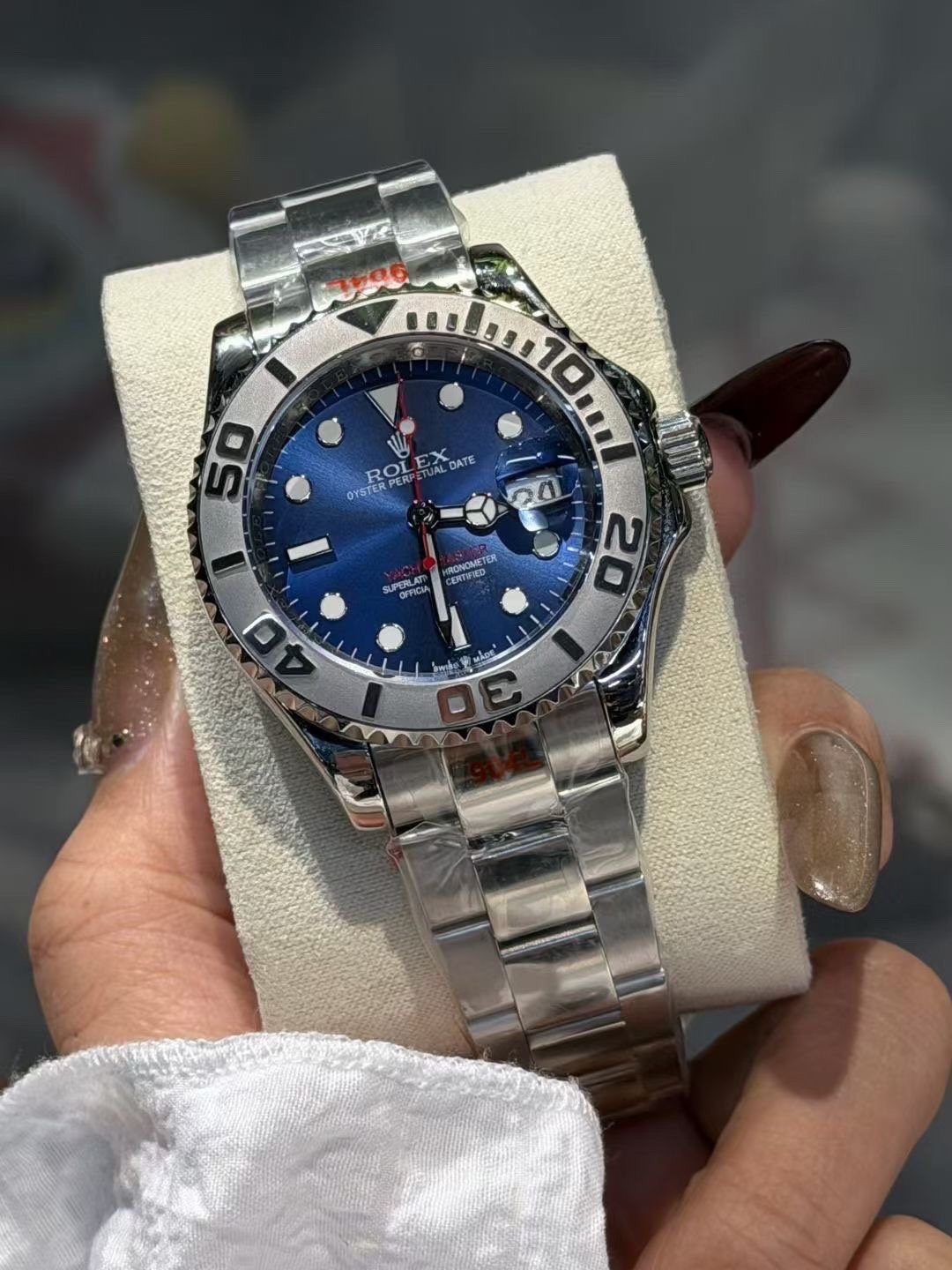 Rolex Blue Dial Metal Bracelet Watch — hero