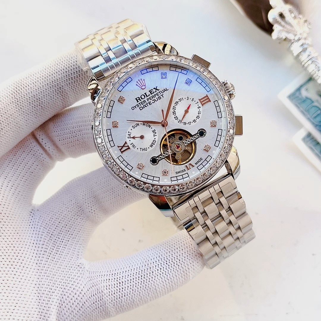 Rolex White Dial Open-Heart Bracelet Watch — hero