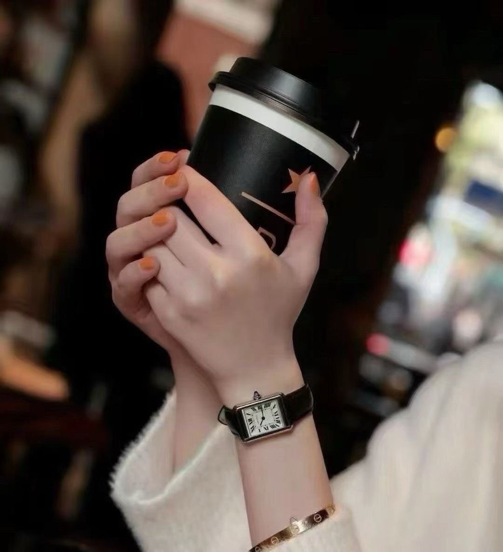 Cartier Black Leather Strap Watch — model