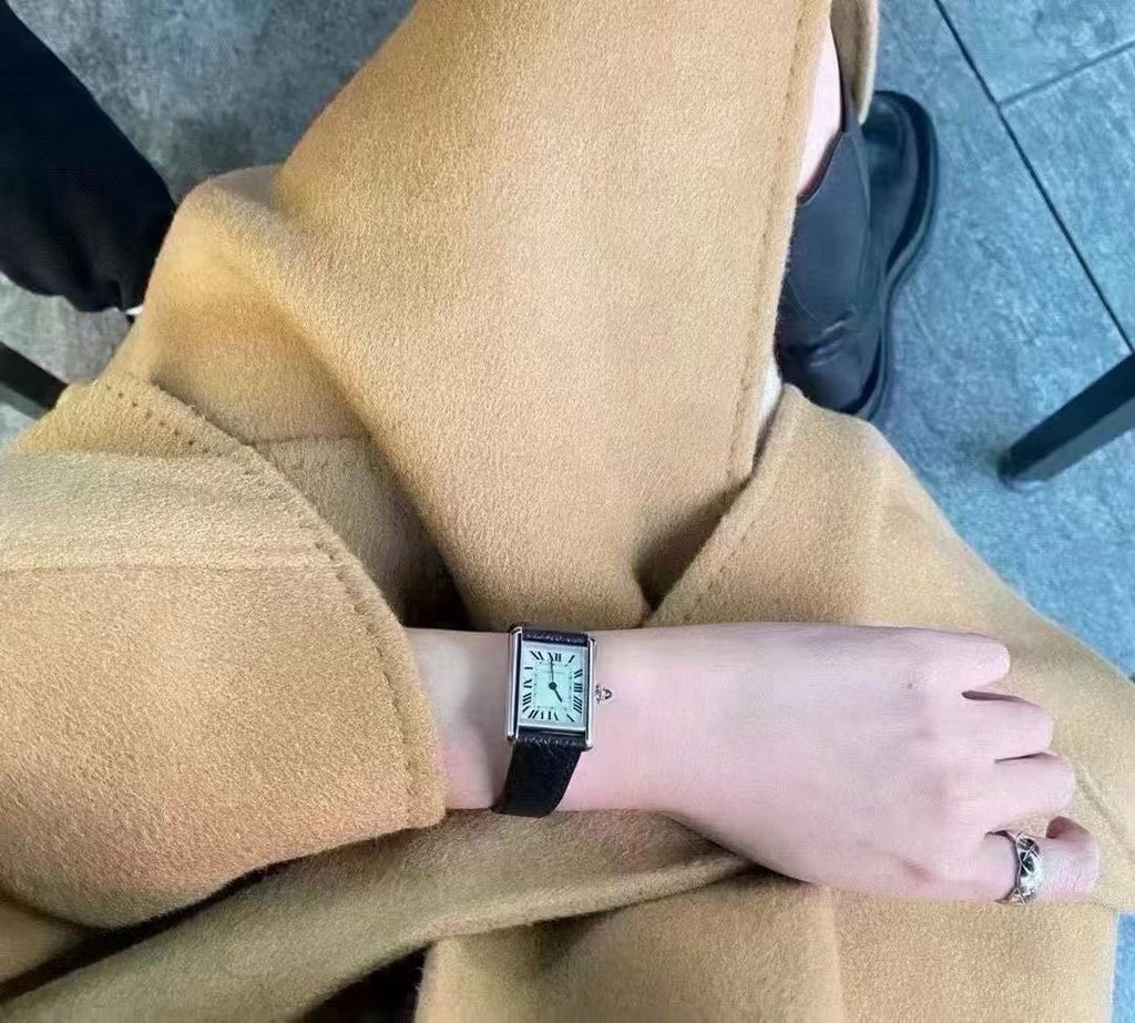 Cartier Black Leather Strap Watch — model