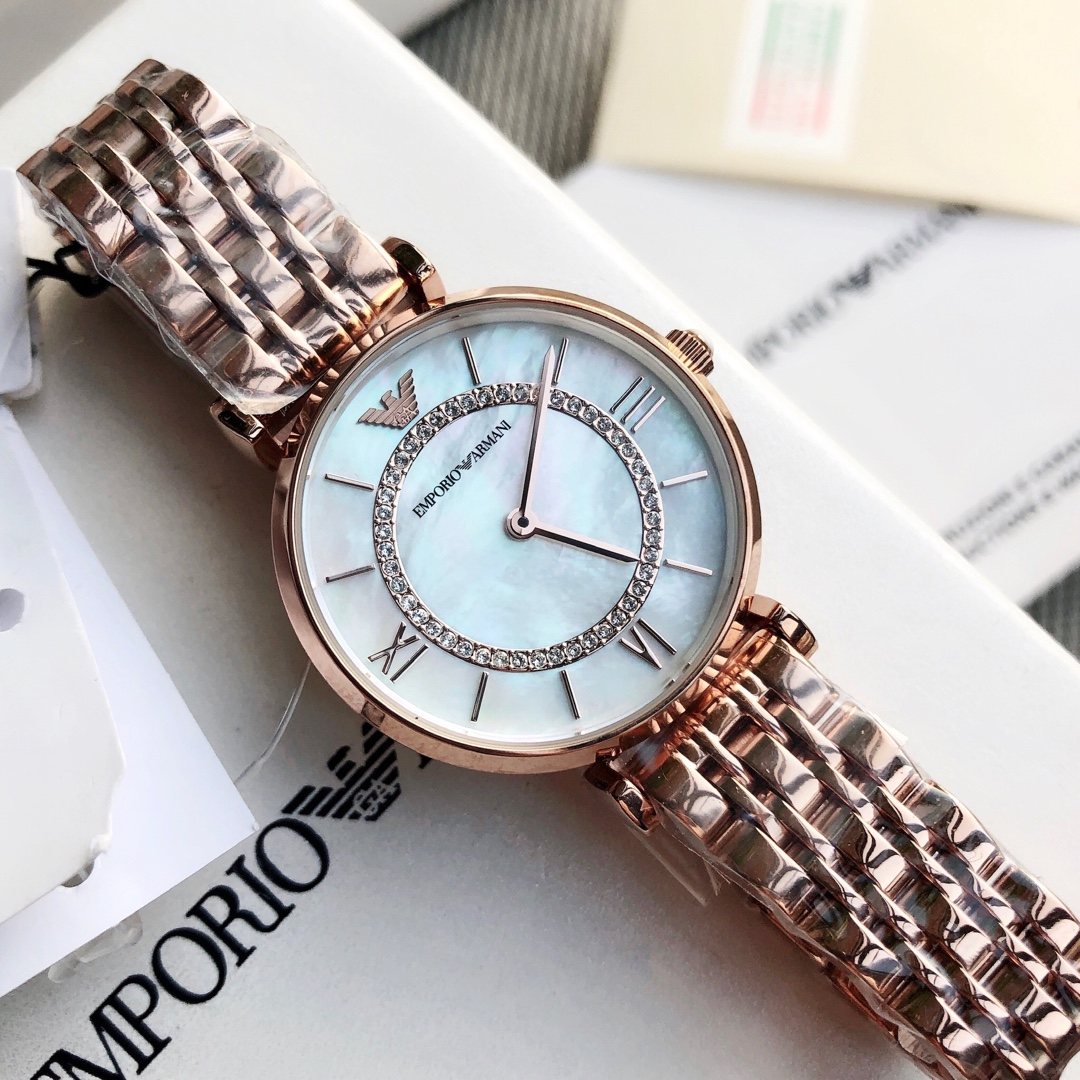 EMPORIO ARMANI Rose Gold Roman Numeral Watch — hero