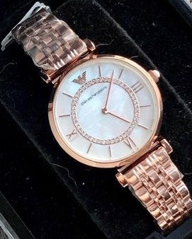 EMPORIO ARMANI Rose Gold Roman Numeral Watch — front