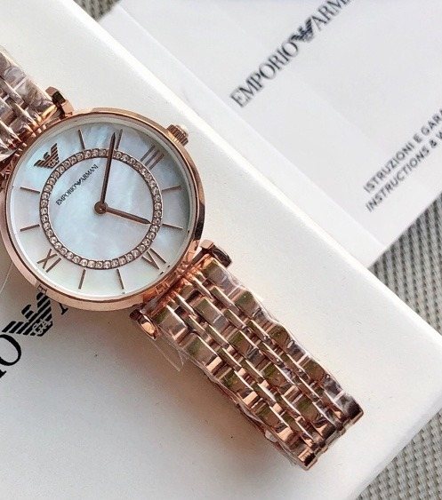 EMPORIO ARMANI Rose Gold Roman Numeral Watch — front