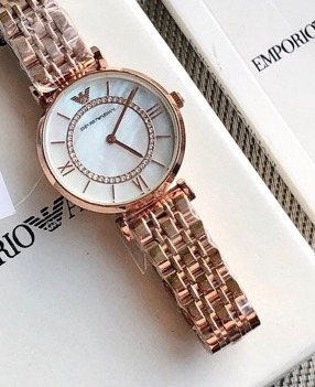 EMPORIO ARMANI Rose Gold Roman Numeral Watch — front