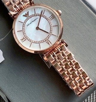 EMPORIO ARMANI Rose Gold Roman Numeral Watch — front