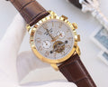 Patek Philippe Gold Brown White Dial Strap Watch — hero