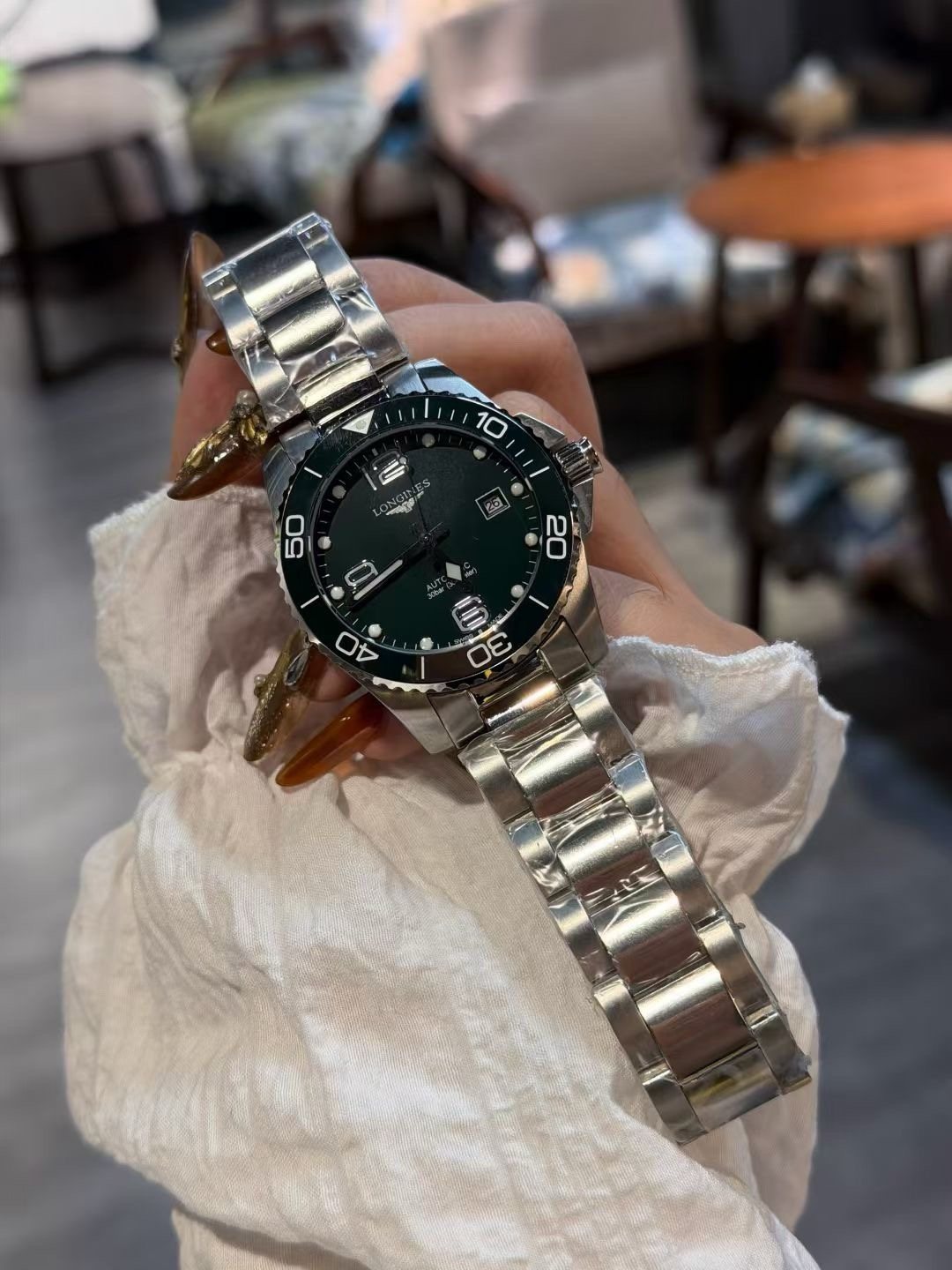 Longines Green Dial Bracelet Watch — front