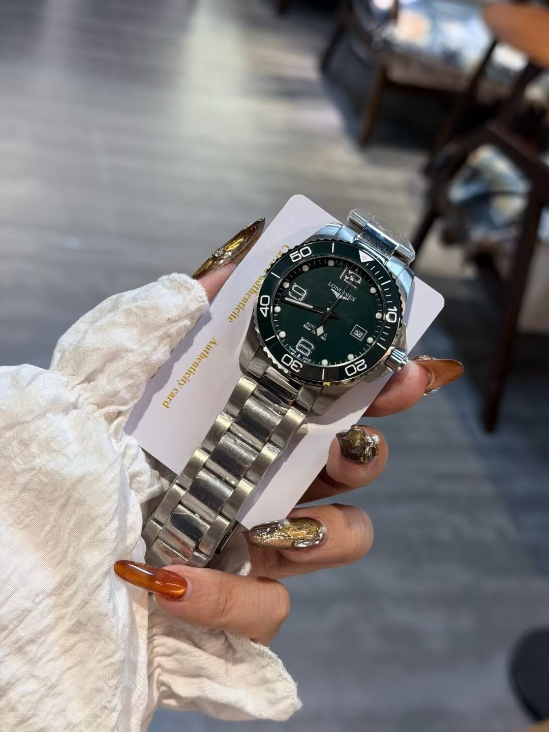 Longines Green Dial Bracelet Watch — front