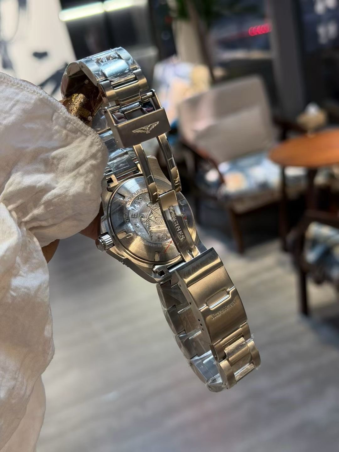 Longines Green Dial Bracelet Watch — back