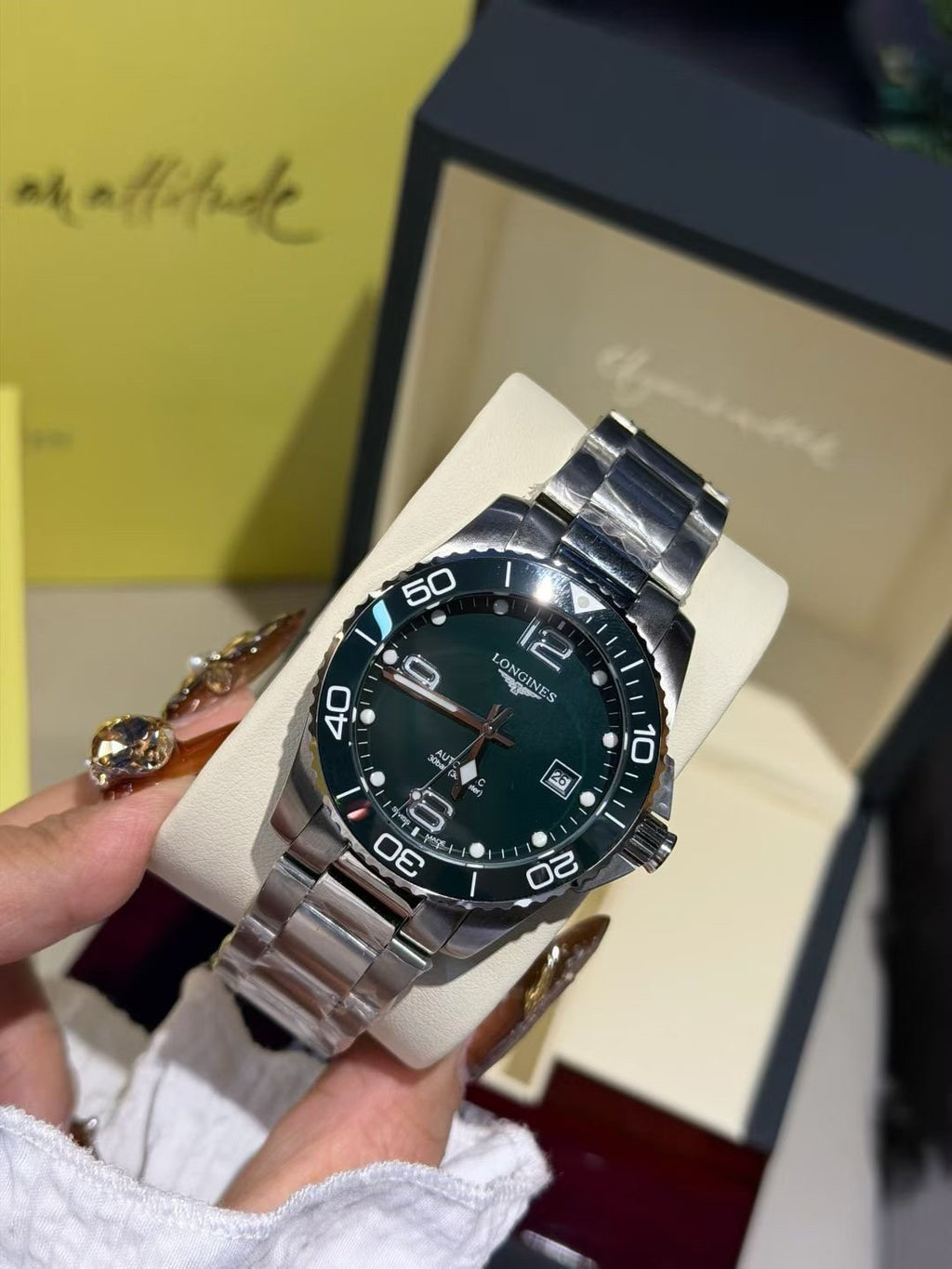 Longines Green Dial Bracelet Watch — hero