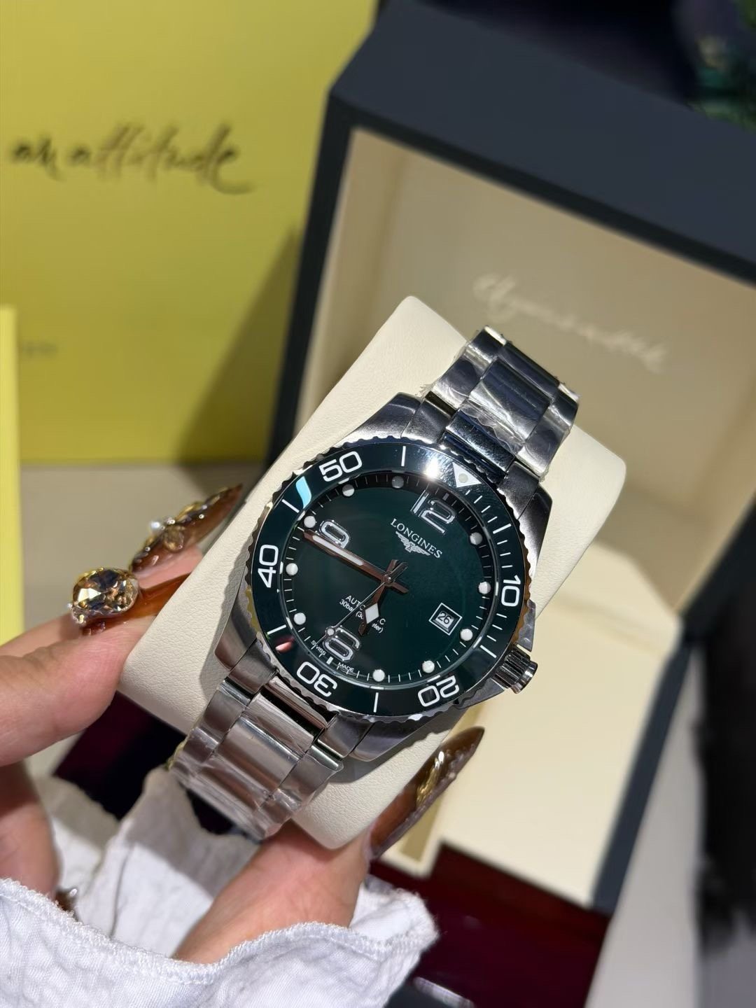Longines Green Dial Bracelet Watch — hero