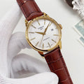 Tissot White Dial Brown Strap Watch — hero