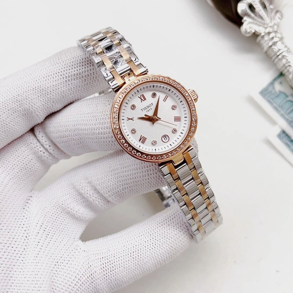 OLEVS White Dial Two-Tone Watch — front
