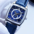 Patek Philippe Silver Blue Dial Strap Watch — hero