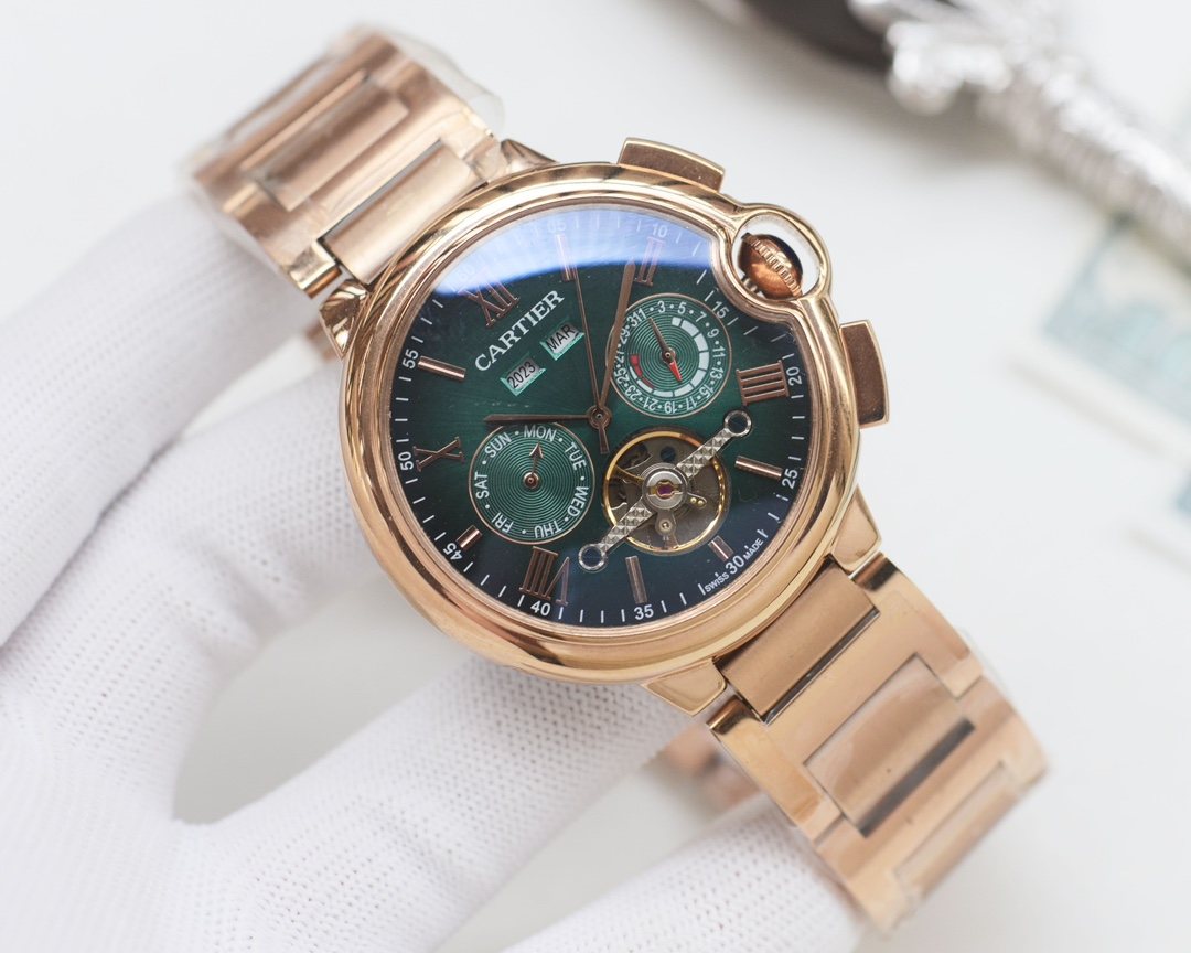 Cartier Rose Gold Green Dial Bracelet Watch — hero