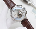 Cartier Brown Silver White Dial Leather Strap Watch — hero