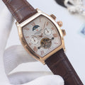 PATEK PHILIPPE Rose Gold Brown White Dial Leather Strap Watch — hero