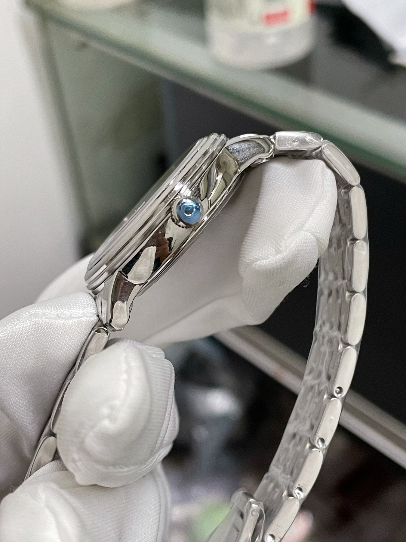 Omega Silver Dial Bracelet Watch — side