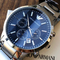 EMPORIO ARMANI Blue Dial Chronograph Watch — front