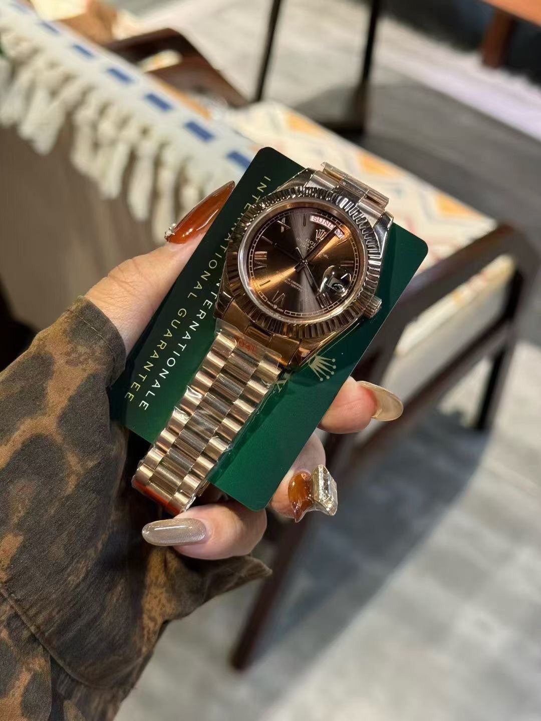 Rolex Brown Dial Two-Tone Watch — front