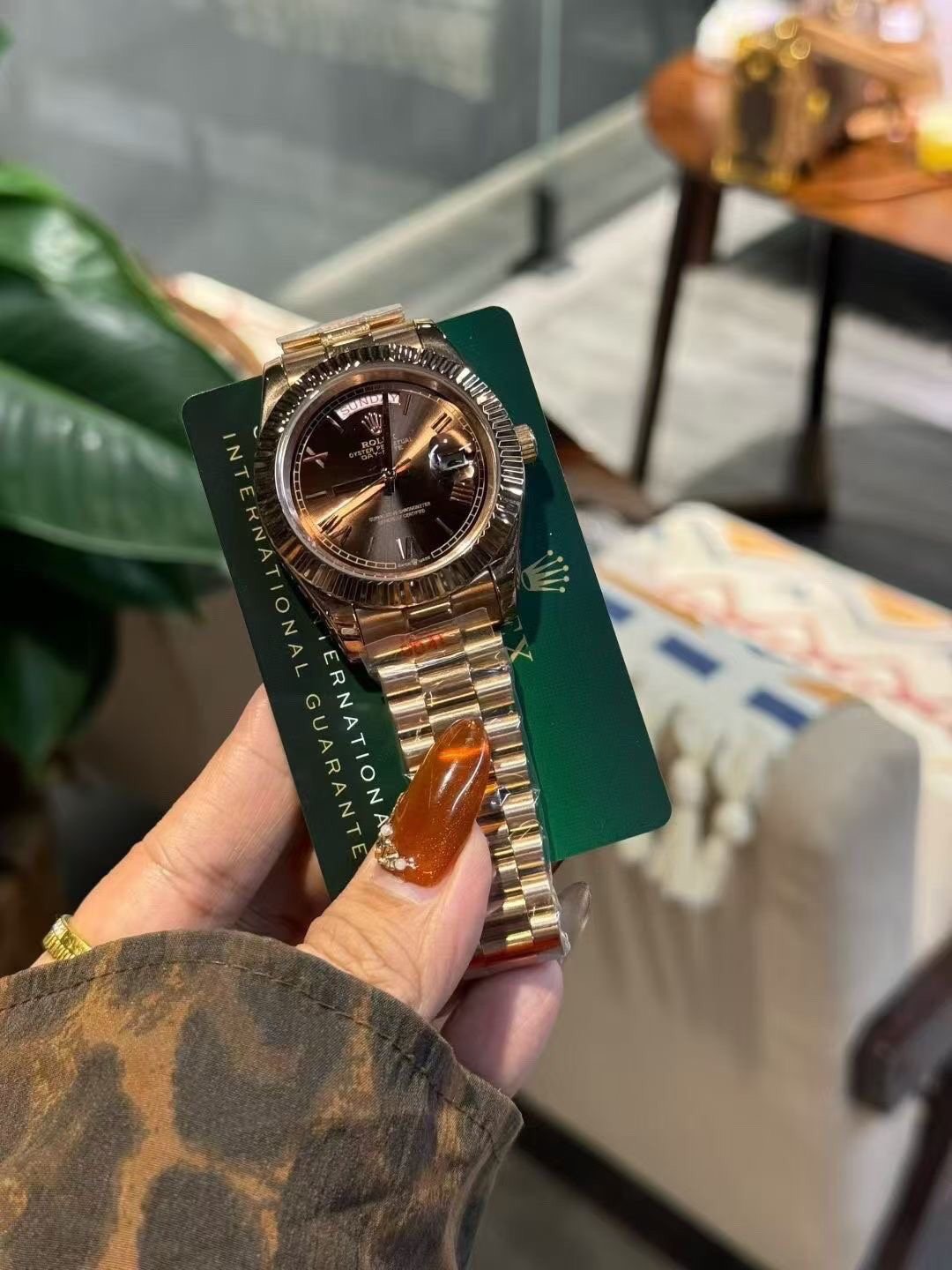Rolex Brown Dial Two-Tone Watch — front