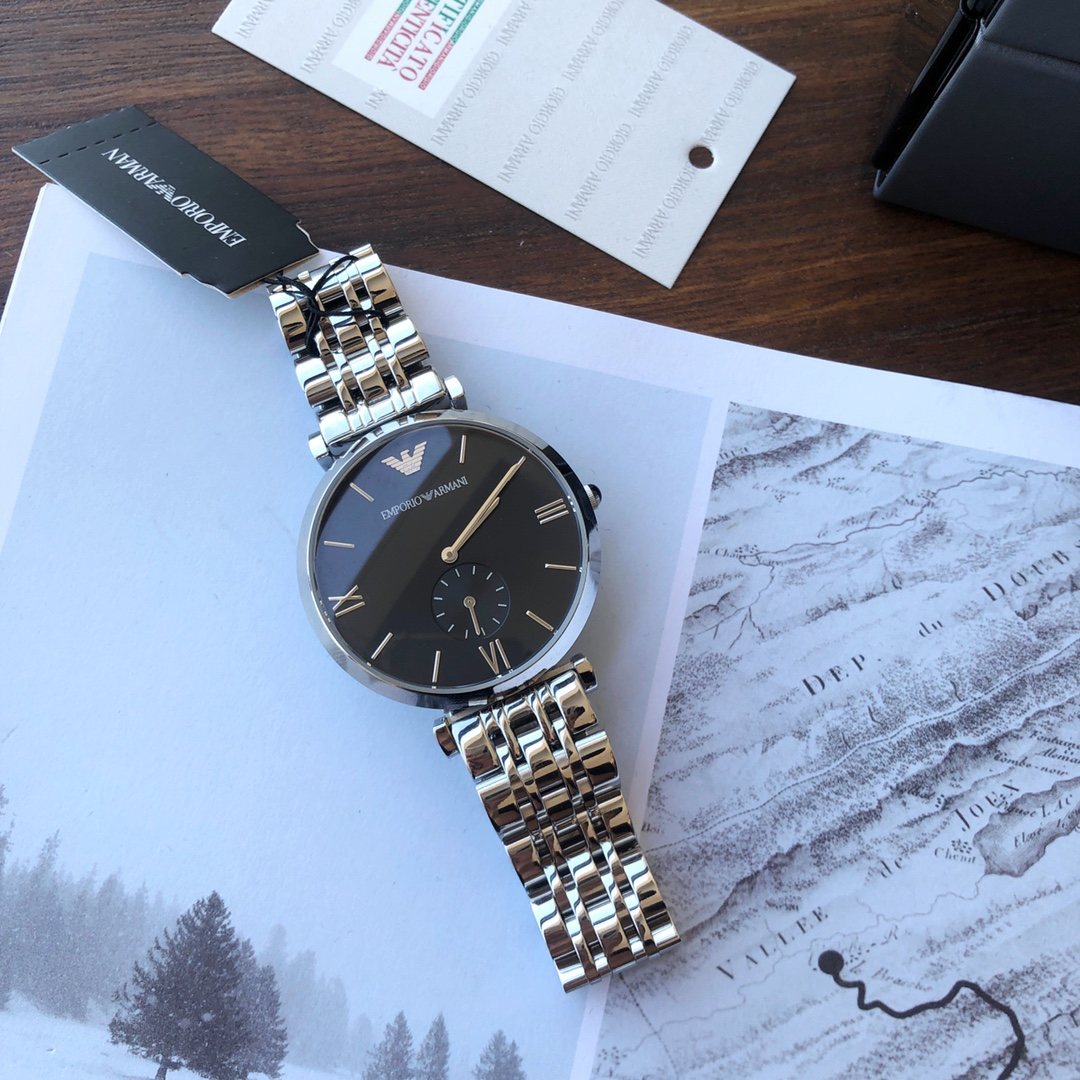 EMPORIO ARMANI Black Dial Bracelet Watch — front