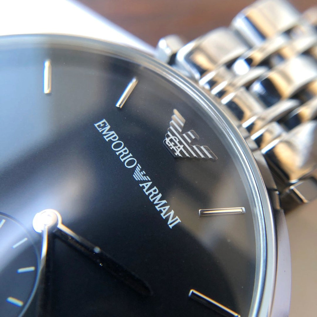 EMPORIO ARMANI Black Dial Bracelet Watch — detail