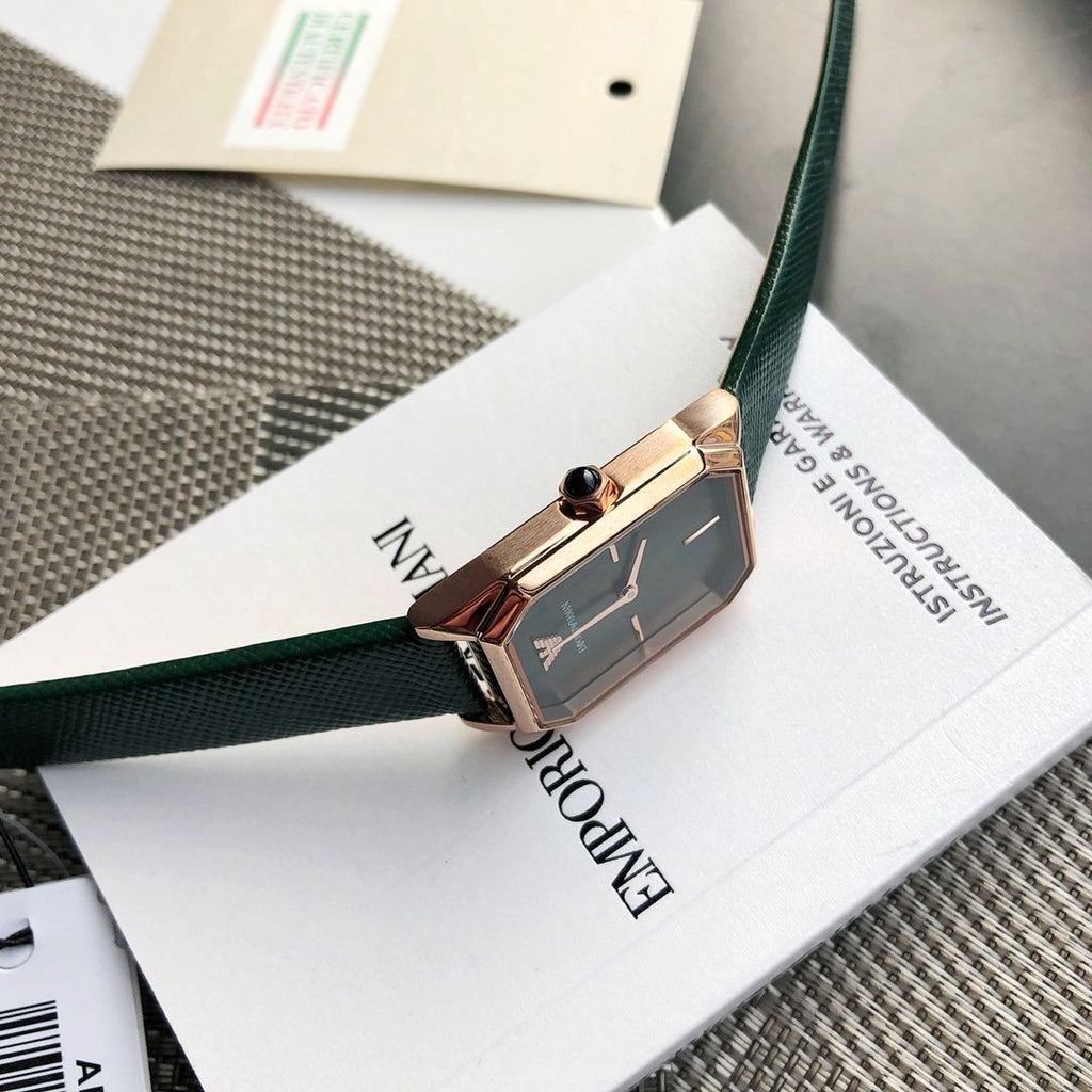 Armani Green Strap Rectangle Watch — side