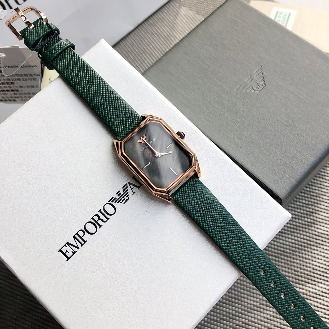 Armani Green Strap Rectangle Watch — hero
