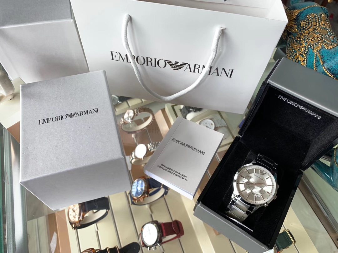 EMPORIO ARMANI White Dial Steel Bracelet Watch — front