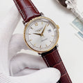 Longines White Dial Burgundy Strap Watch — hero