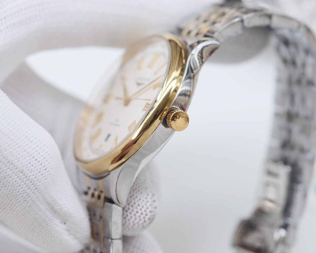 Longines White Two Tone Bracelet Watch — side