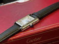 Cartier Gold Black White Dial Leather Strap Watch — hero