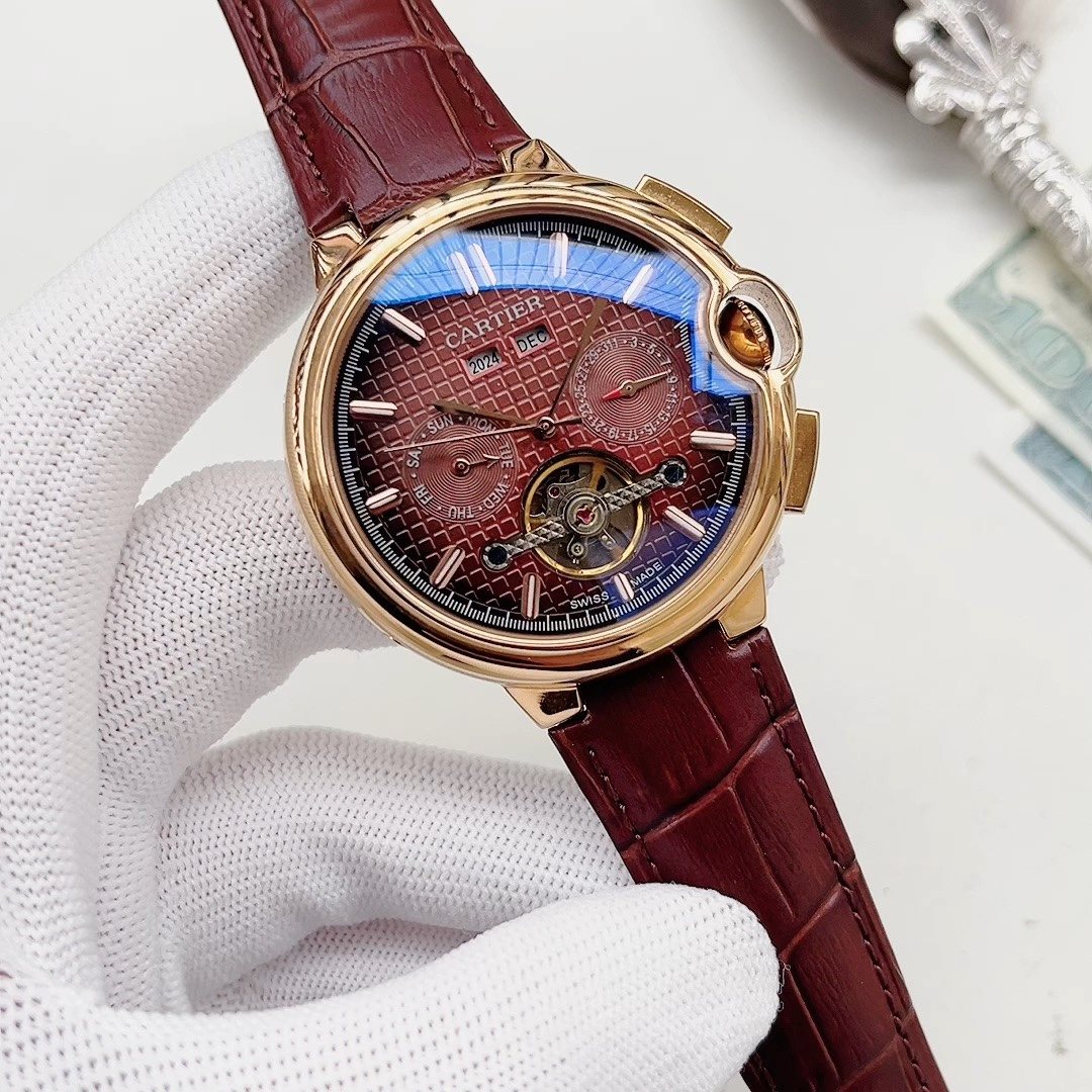 Cartier Gold-Tone Red Dial Watch — hero