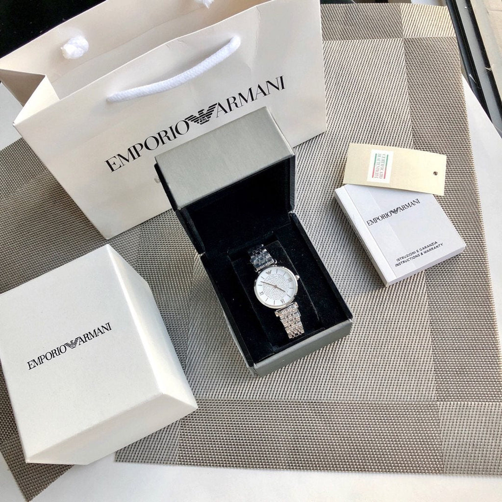 EMPORIO ARMANI White Dial Bracelet Watch — front