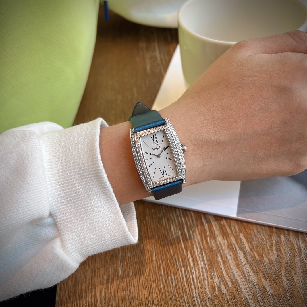 Piaget Blue Silver White Dial Strap Watch — hero