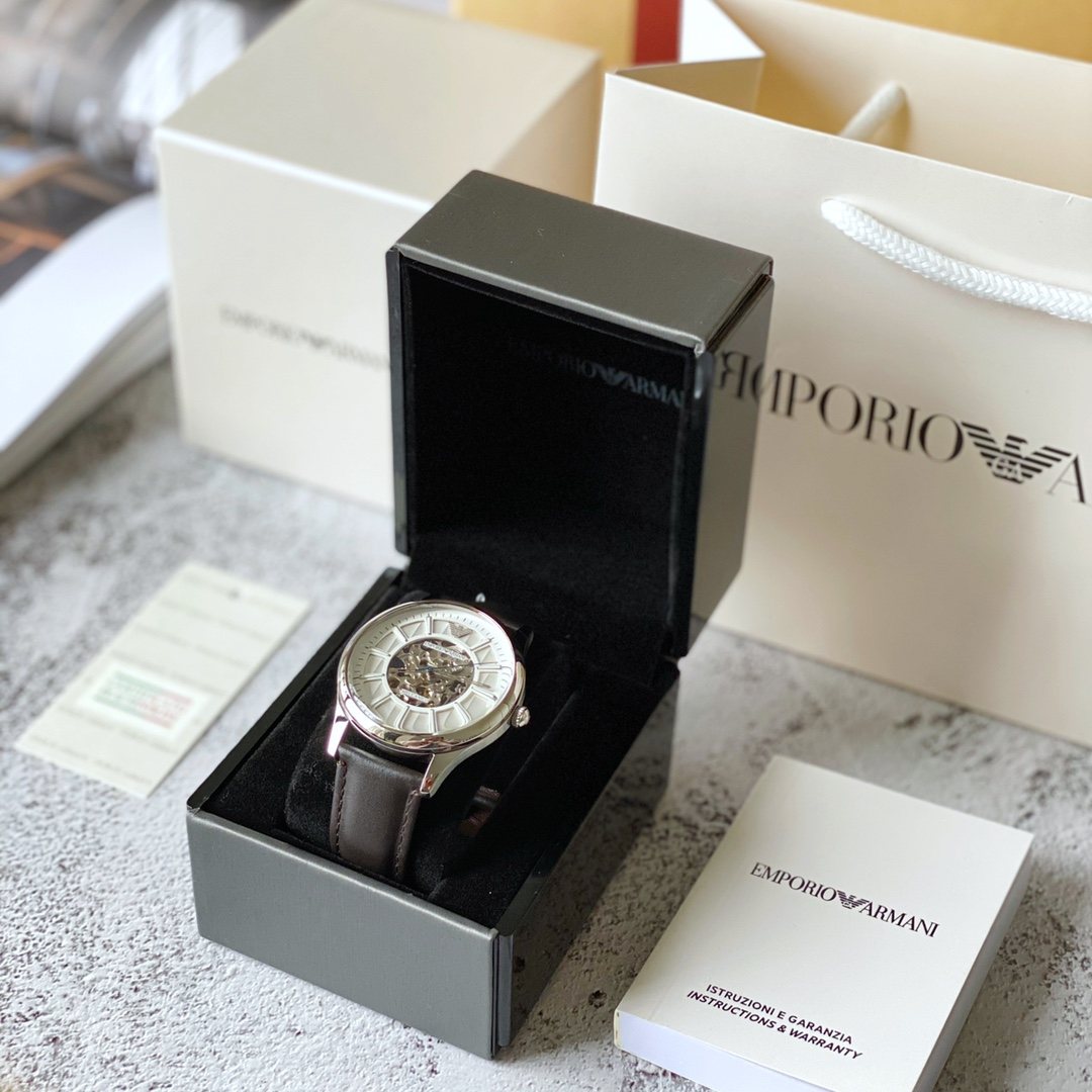 EMPORIO ARMANI Open-Heart White Dial Watch — front