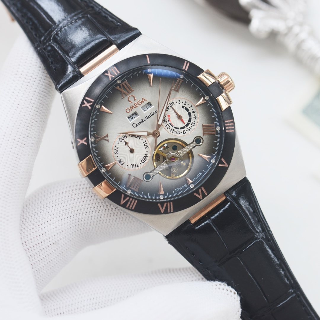 OMEGA Black Rose Gold Strap Watch — hero