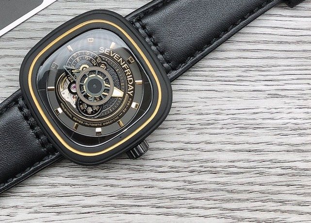 SEVENFRIDAY Black Gold Layered Dial Watch — hero