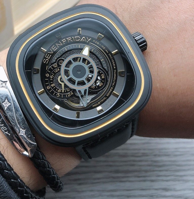 SEVENFRIDAY Black Gold Layered Dial Watch — model