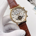 PATEK PHILIPPE Brown Gold Leather Strap Watch — hero